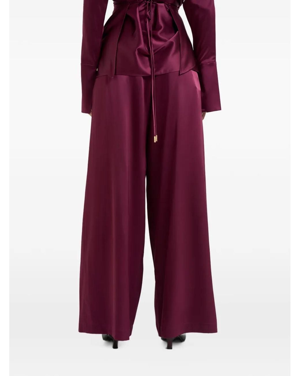 Danamé Purple Sandy Pleated Palazzo Pants