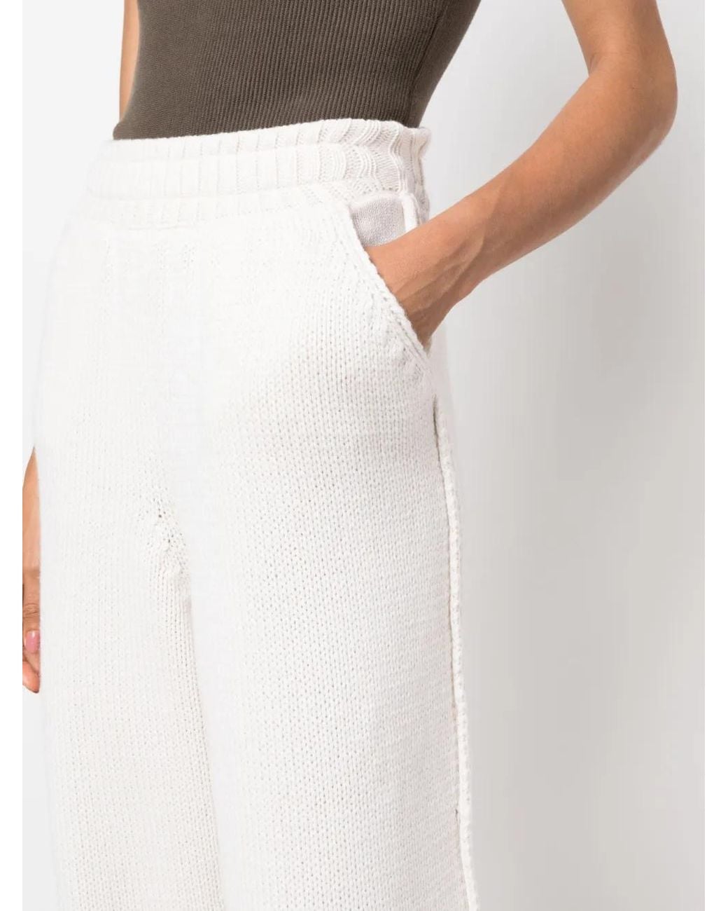 Barrie White Cashmere Knitted Trousers