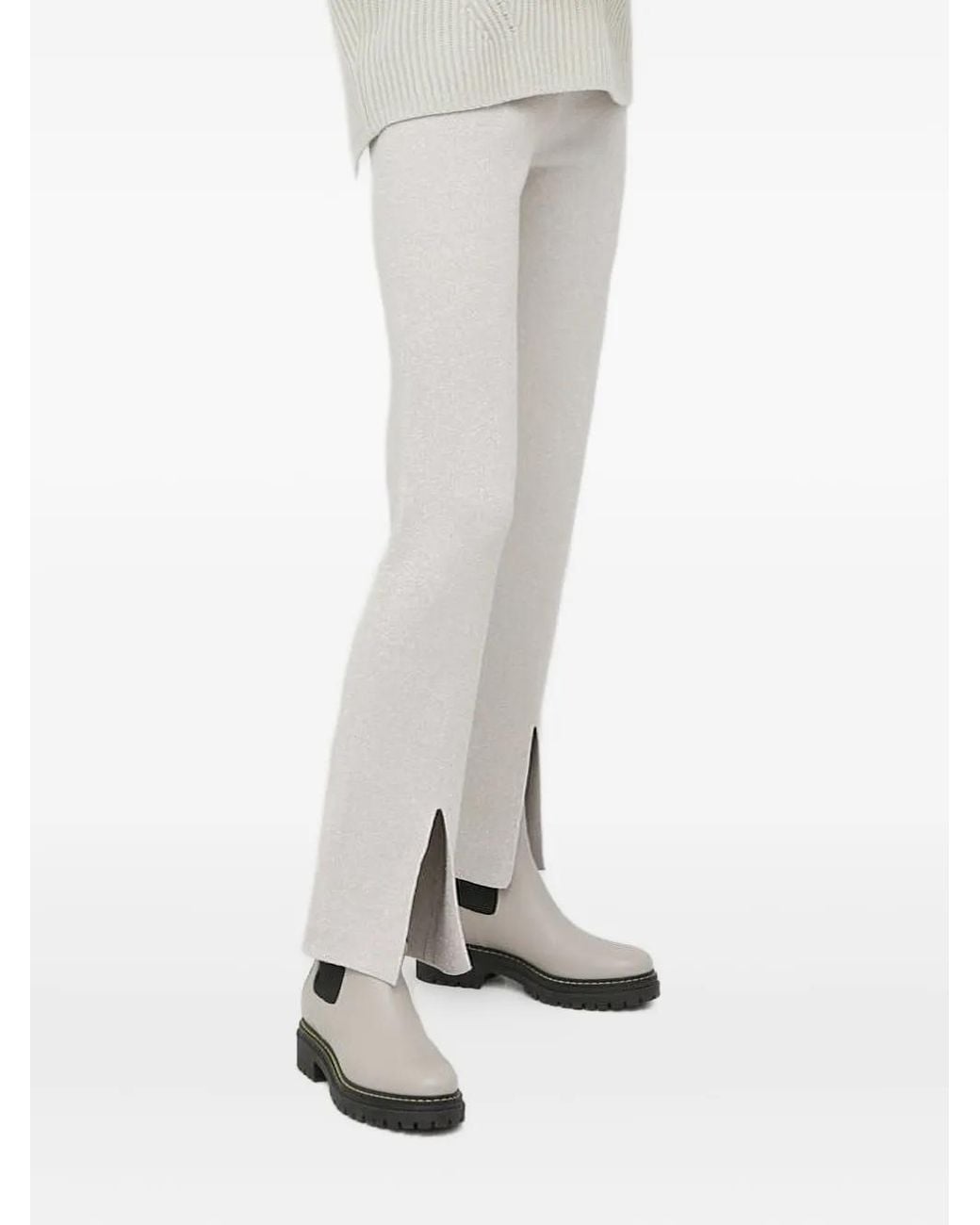 Liviana Conti White Metallic-Knit Elasticated-Waistband Trousers