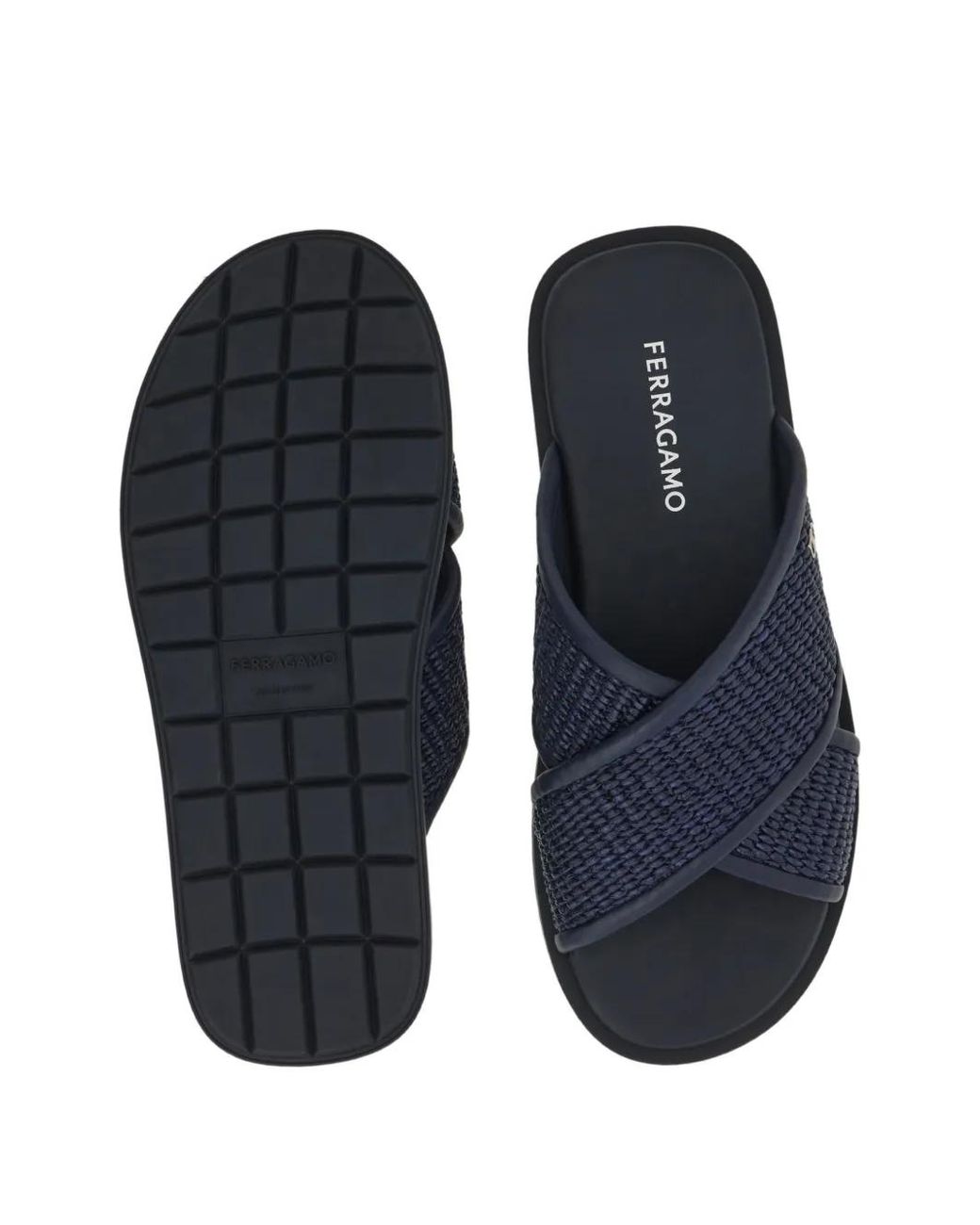 Ferragamo Blue Gancini Ornament Sandals for men