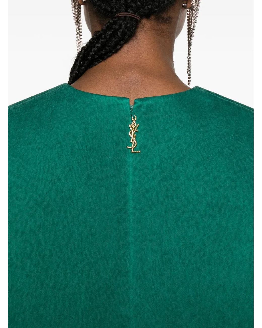 Saint Laurent Green Silk Mini Dress