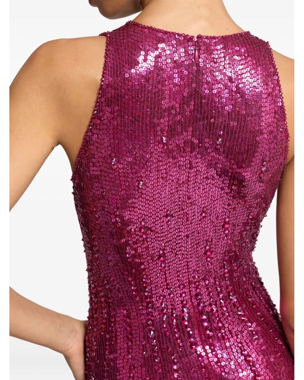 Jenny Packham Purple Sequined V-Neck Maxi Dress