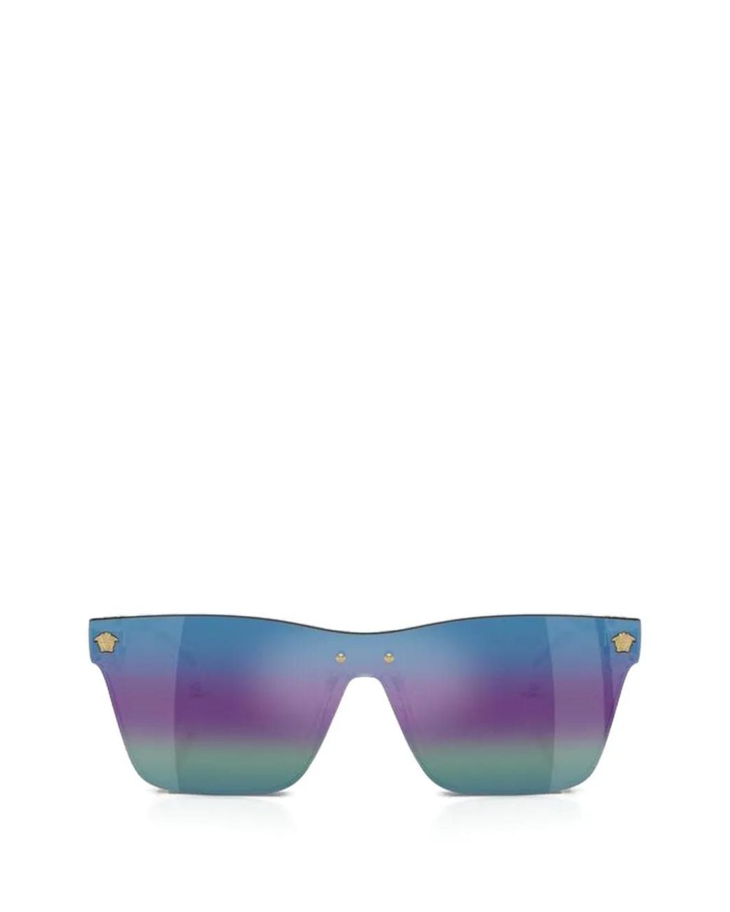 Versace Blue Medusa-Plaque Rectangle-Frame Sunglasses