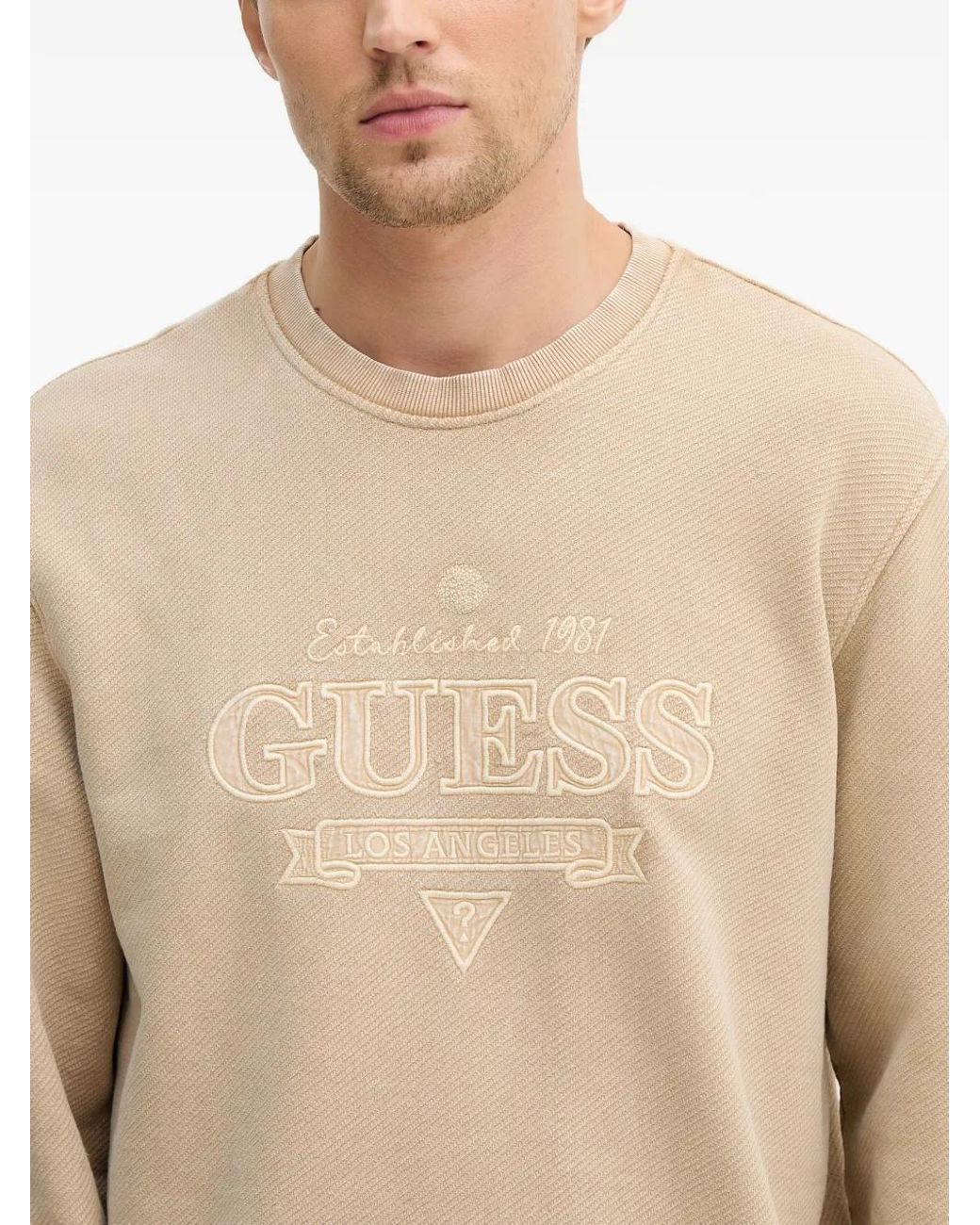 Guess Natural Embroidered Sweatshirt for men