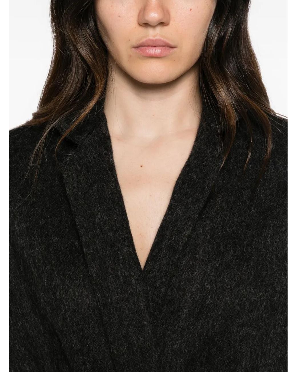 Daniela Gregis Black Veste Ceinturée À Col Châle