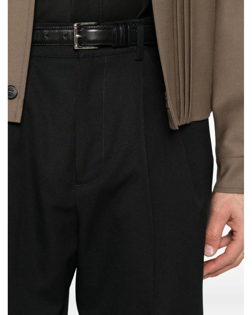 Low Brand Black Zeta Pleated Straight-Leg Trousers for men