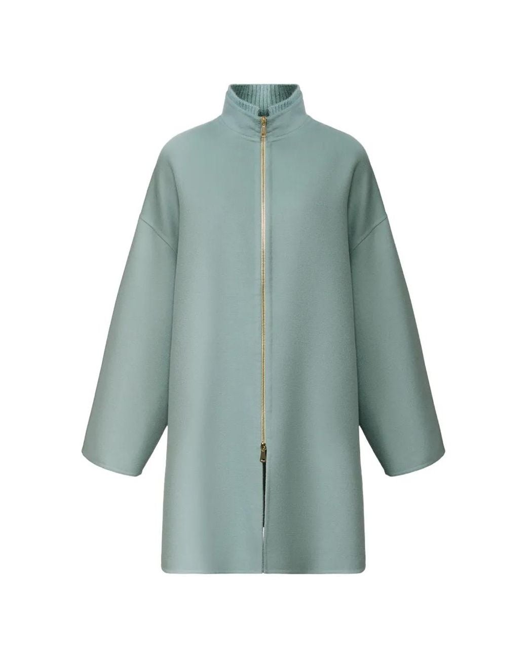 Fabiana Filippi Blue Zip-Up High-Neck Coat