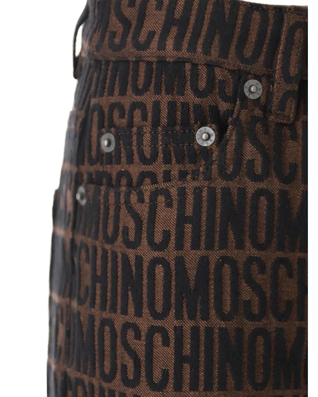 Moschino Gray Logo-Jacquard Five-Pocket Trousers