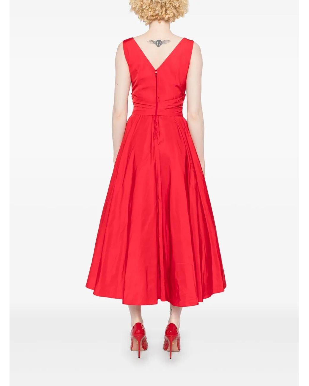 Nissa Red Floral-Appliqué Maxi Dress