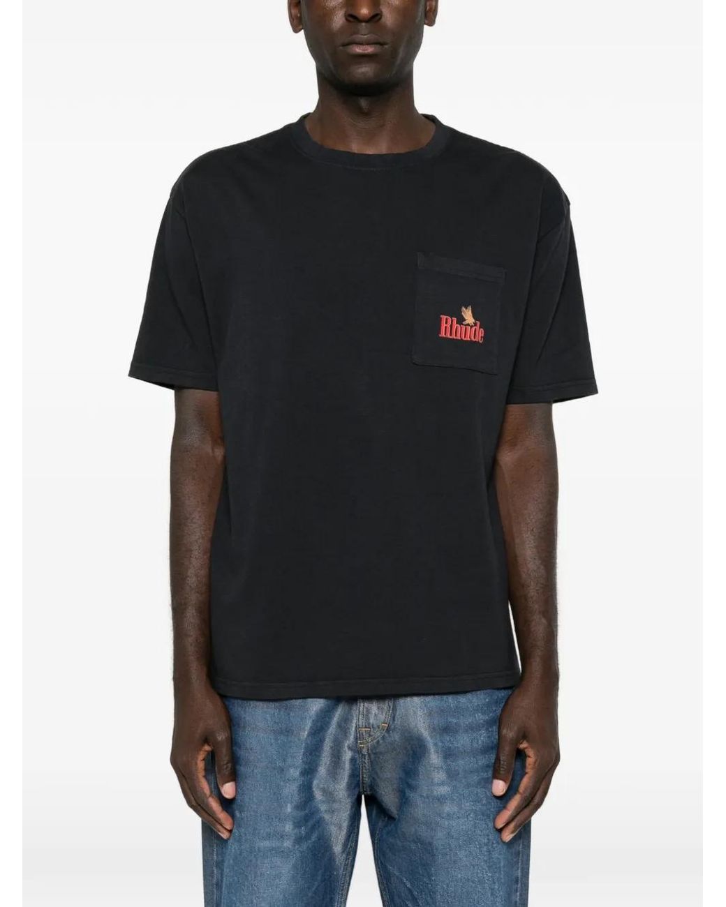 Rhude Black American Spirit Pocket T-Shirt for men