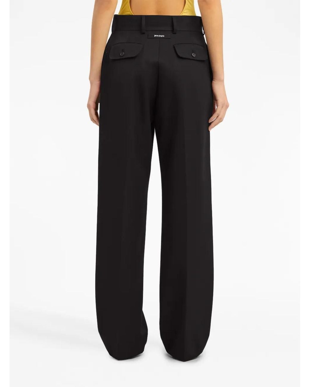 Palm Angels Black Wool Blend Trousers