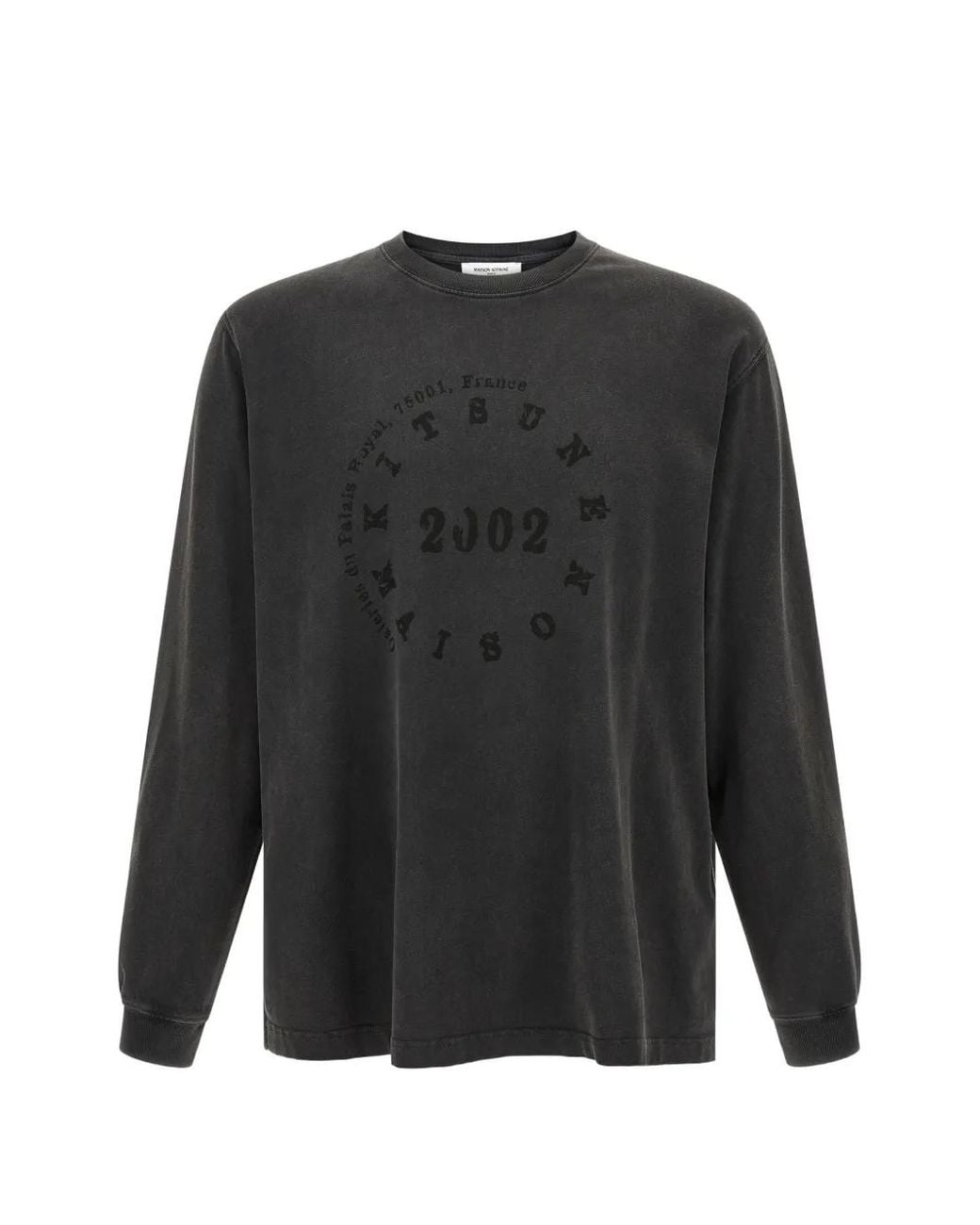 Maison Kitsuné Gray Circle Stamp Long-Sleeve T-Shirt for men