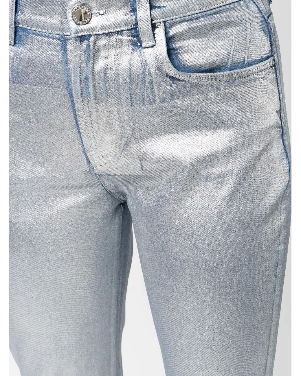 Alberta Ferretti Blue Metallic Flared Jeans