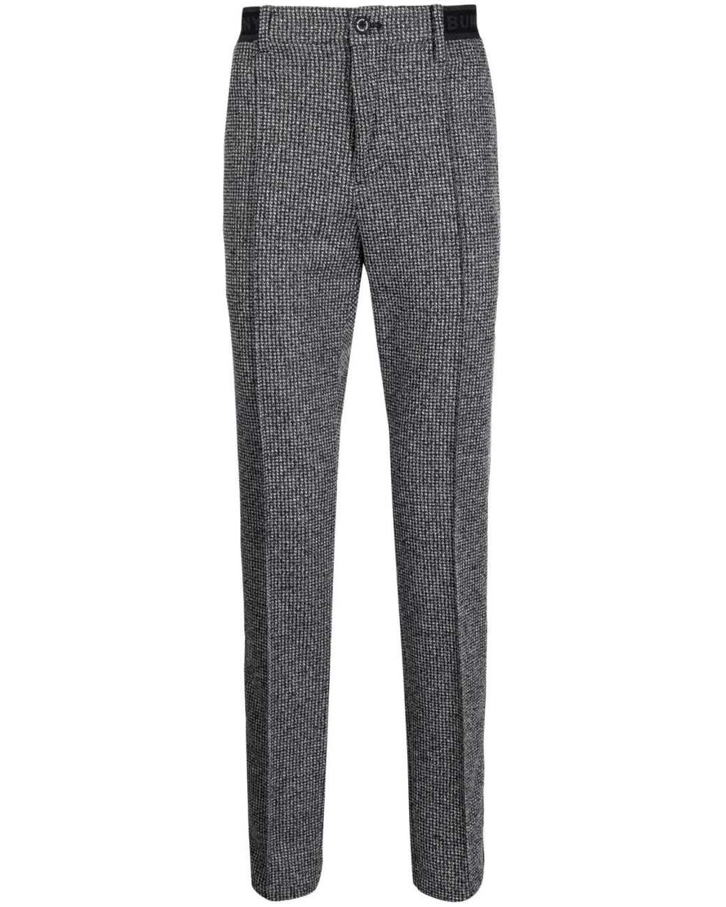 MASTER BUNNY EDITION Gray Logo-Patch Jacquard Checked Pants for men