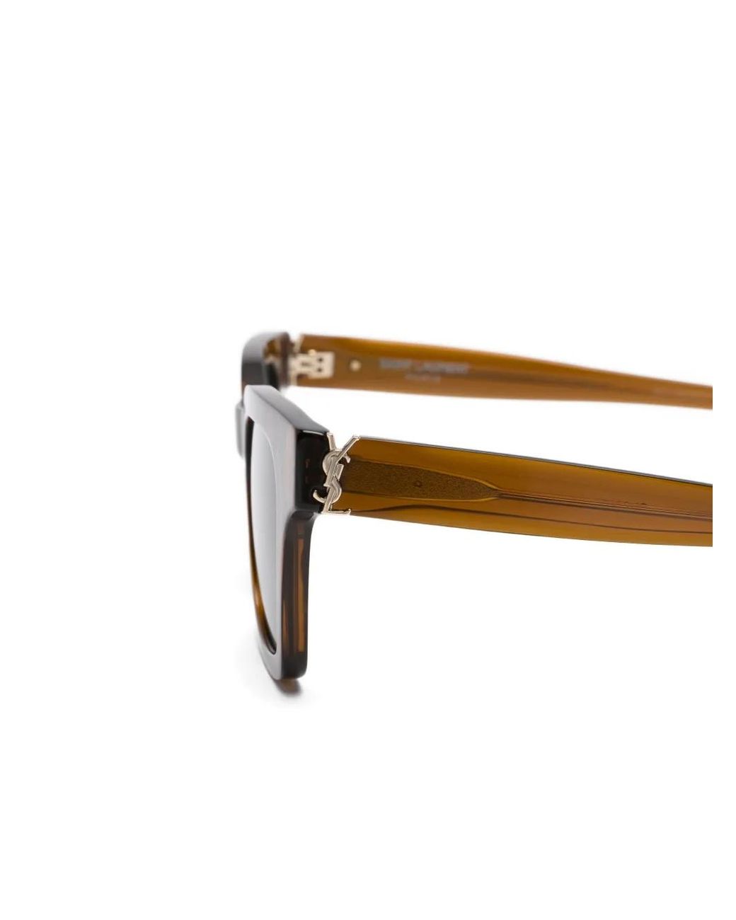 Saint Laurent Green Lunettes De Soleil Carrées À Logo