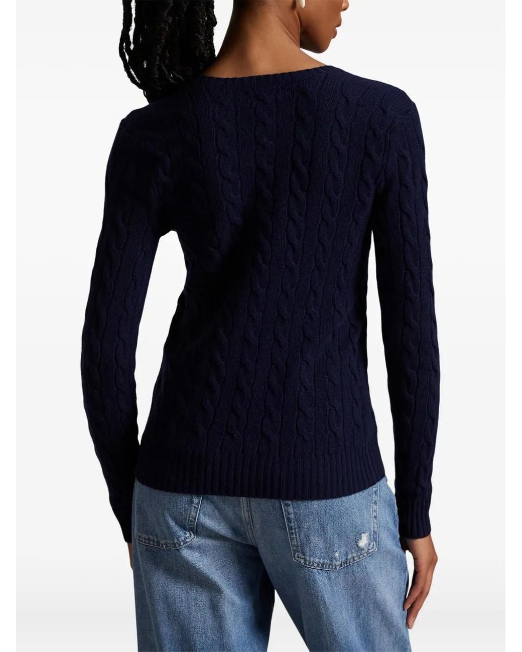 Polo Ralph Lauren Blue Wool And Cashmere Cable Knit Jumper