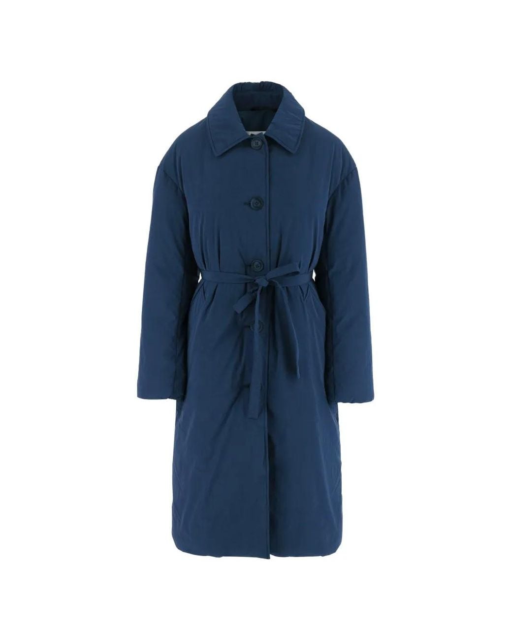 Ienki Ienki Blue Belted Button-Down Coat