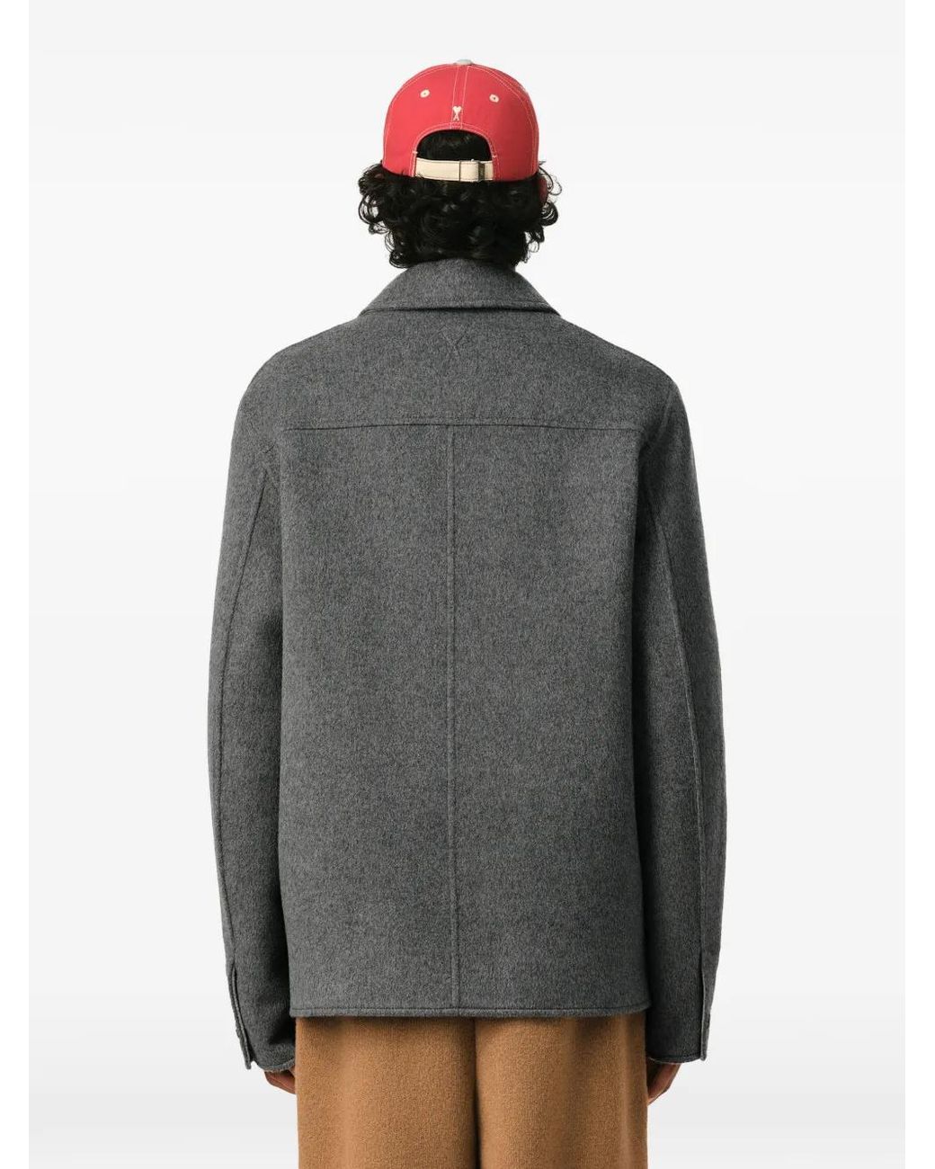 AMI Button-Down Wollen-Kasjmier Jack in het Gray voor heren