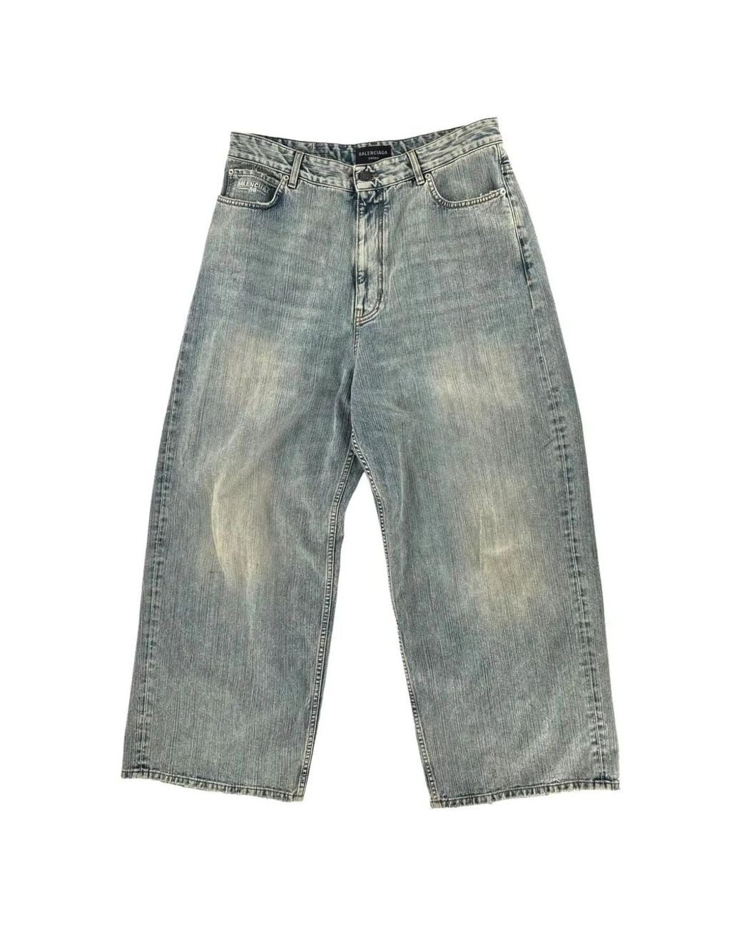 Balenciaga Gray Faded Wide-Leg Jeans for men