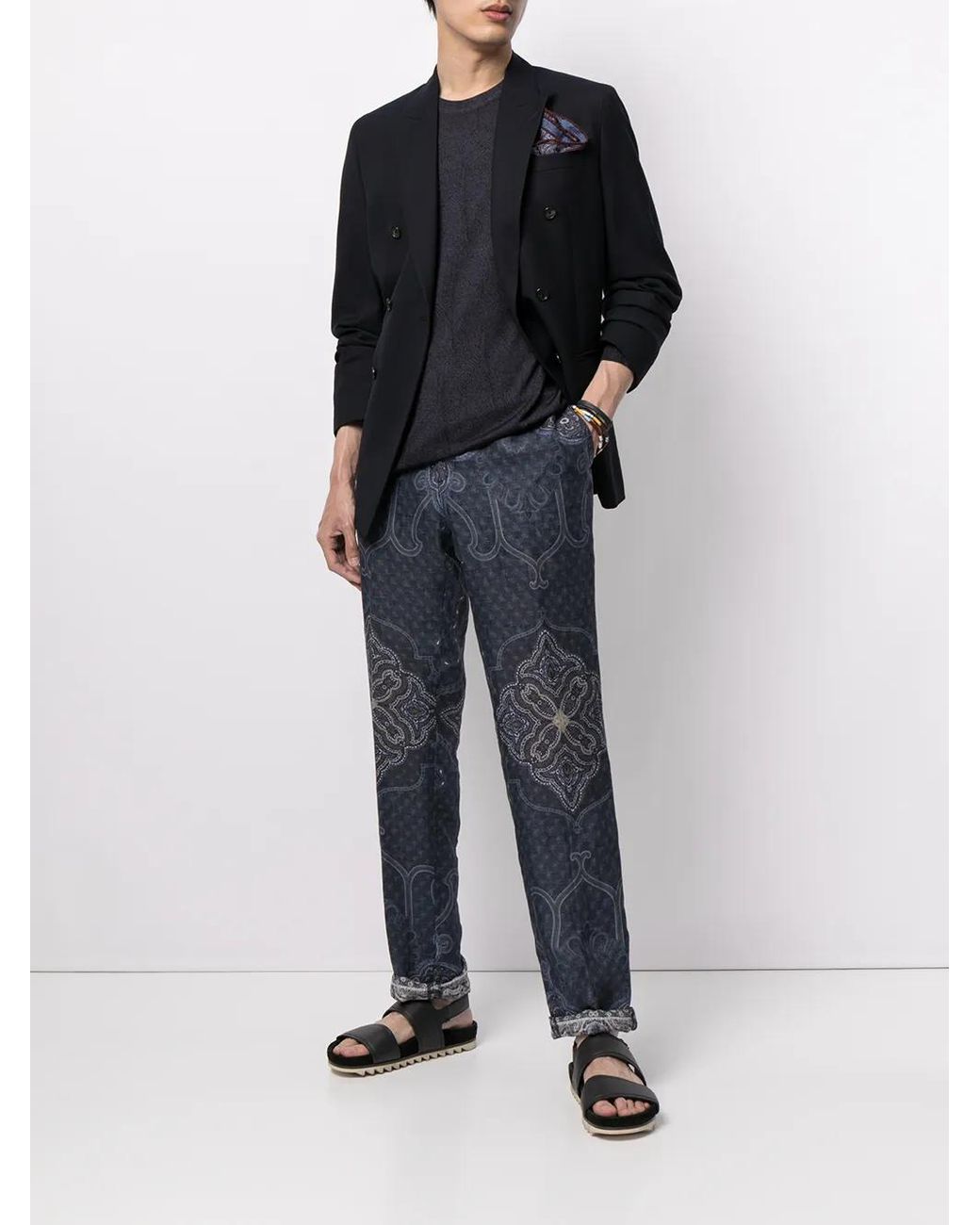 Etro Blue Chunky Knit Sweater for men