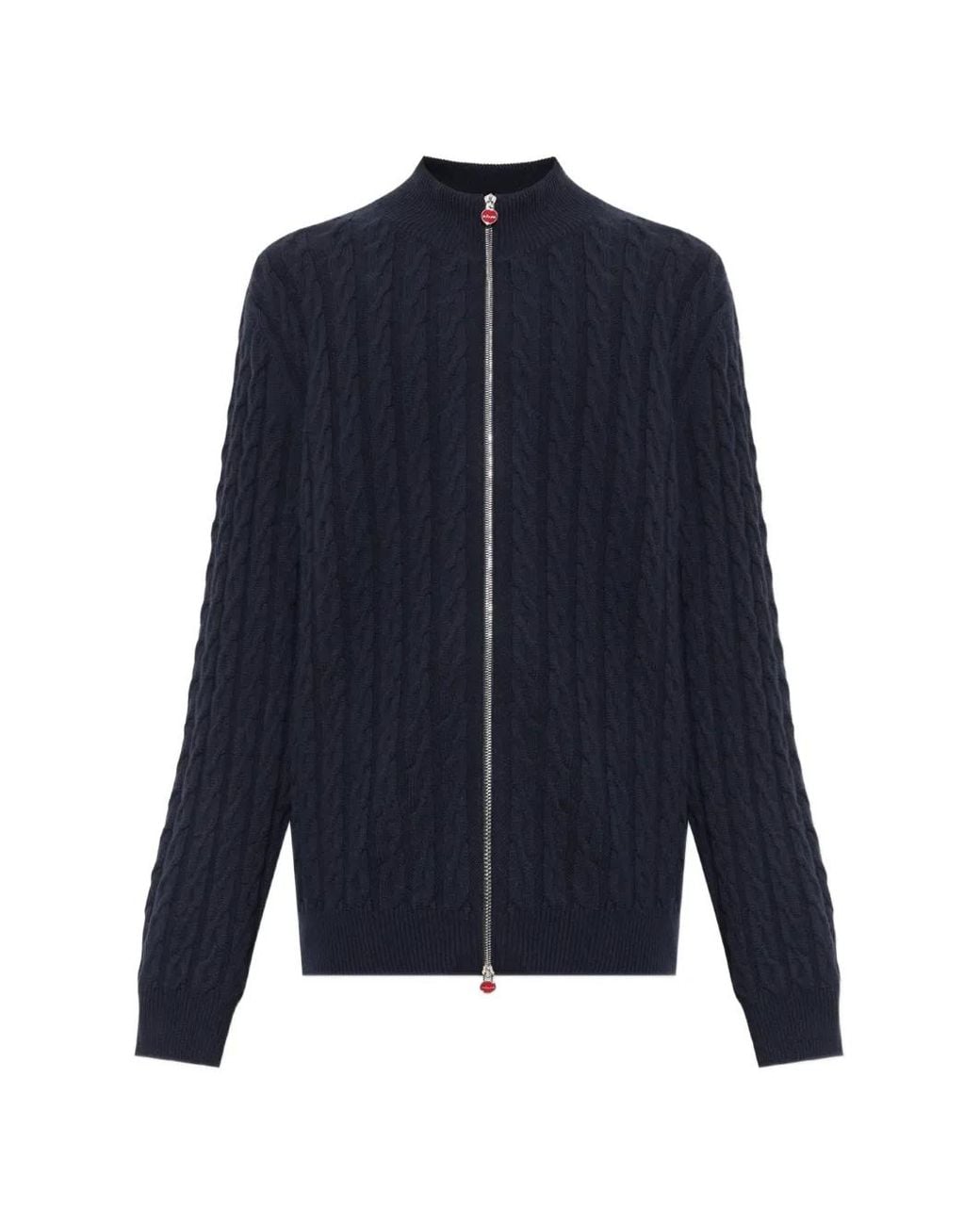 Kiton Blue Cable-Knit Zip-Up Cardigan for men