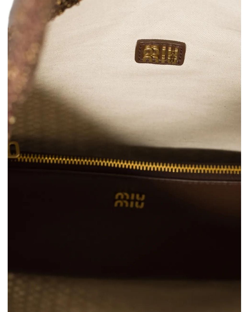 Miu Miu Brown Ivy Sequin Mesh Bag
