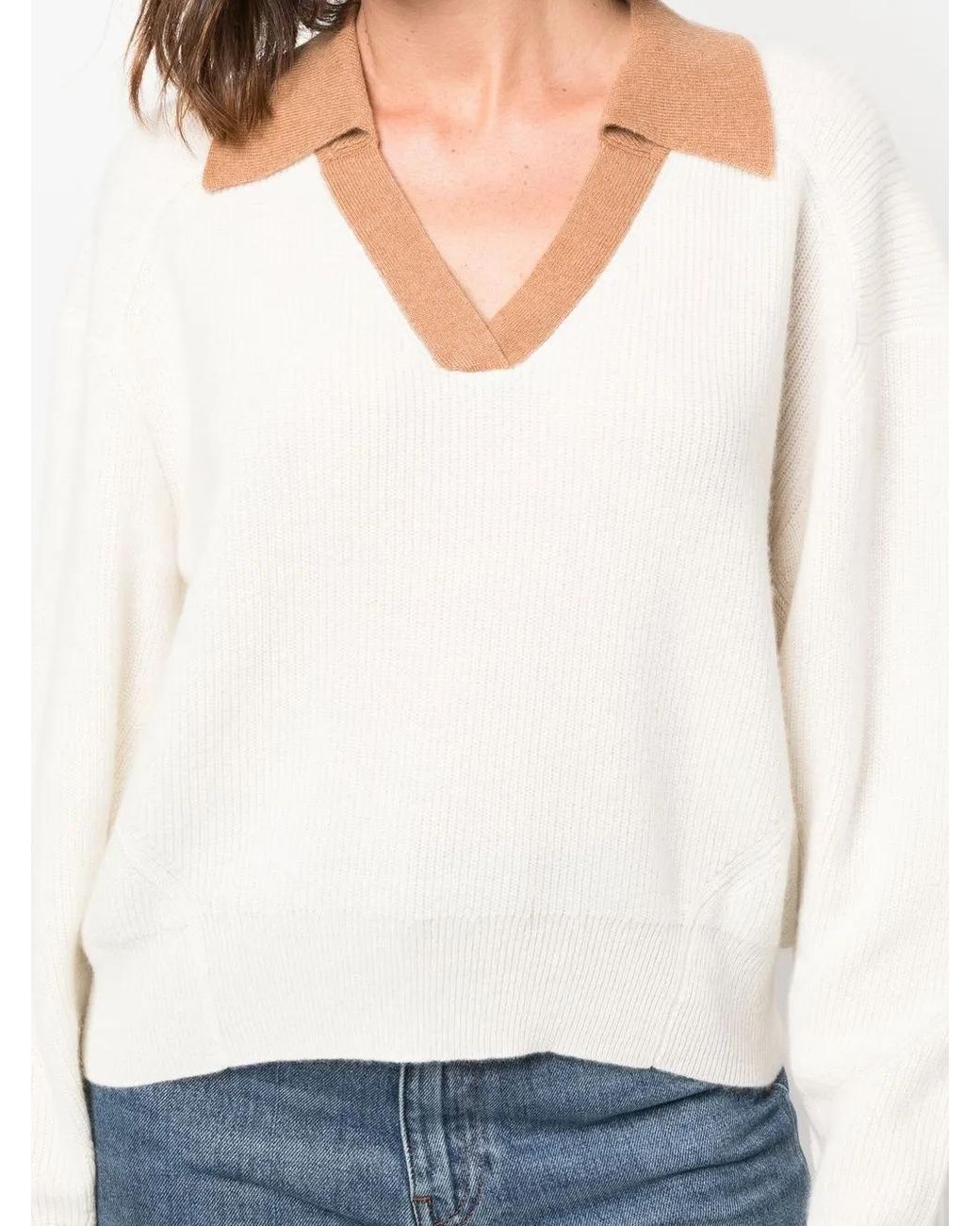 Rag & Bone White Collared Cashmere Jumper