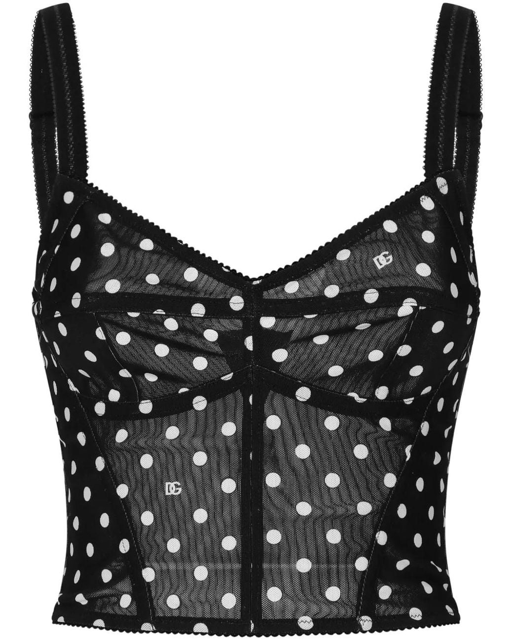 Dolce & Gabbana Polka-Dot Corset Top in Grey | Lyst UK