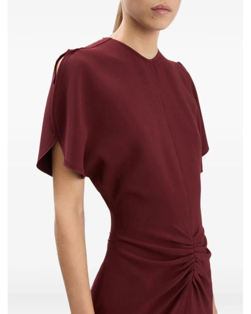 Victoria Beckham Purple Bela Ruched Midi Dress