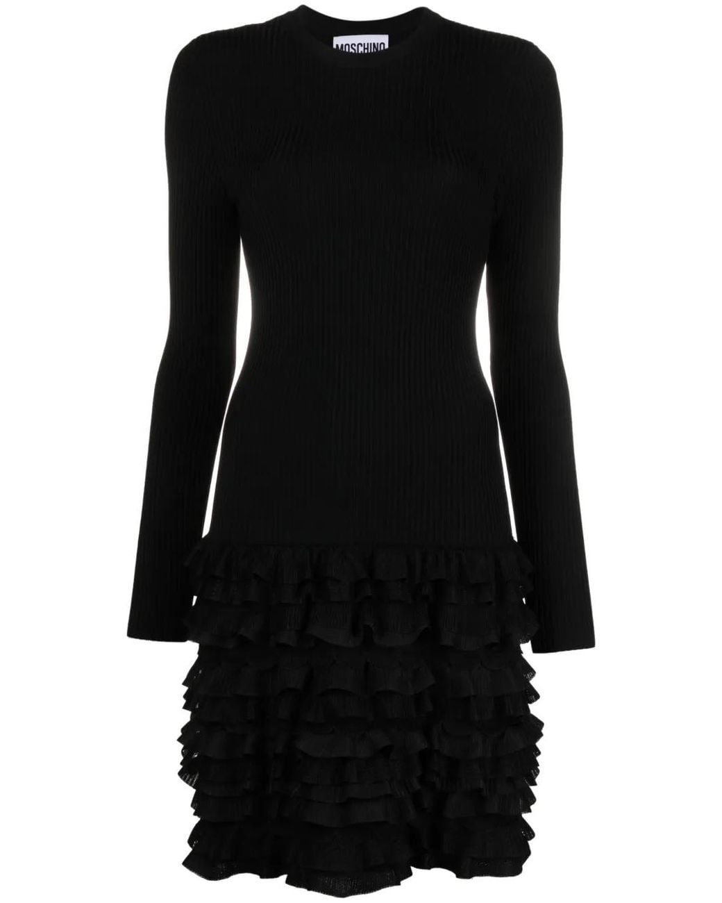 Moschino Black Long-Sleeve Drop-Waist Dress