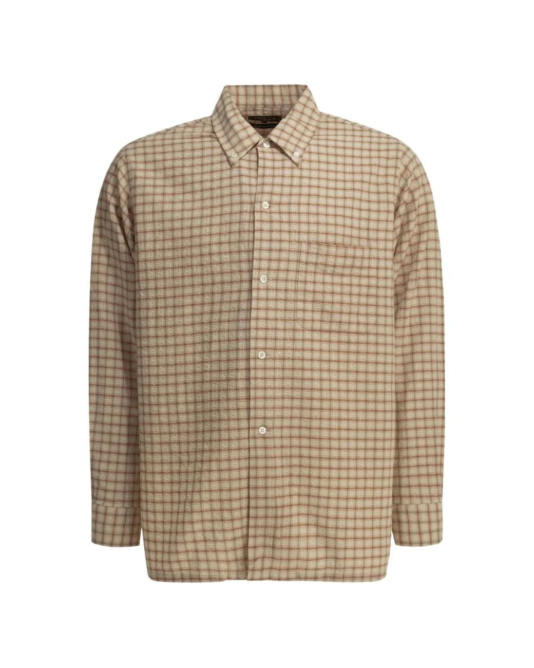 Beams Plus Natural Chemise En Seersucker À Carreaux for men