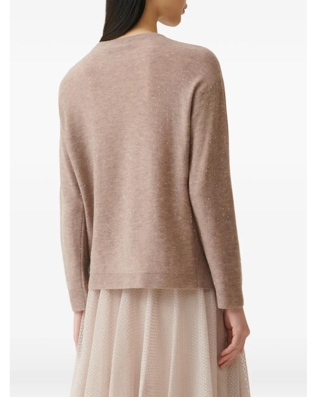 Fabiana Filippi Natural Sequin-Embellished Sweater