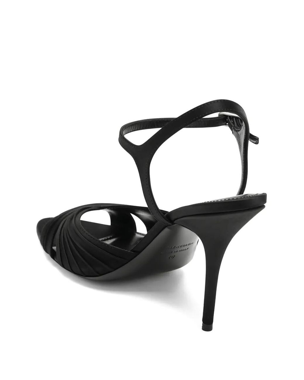 Balenciaga Black Plissé Dynas Heeled Sandals