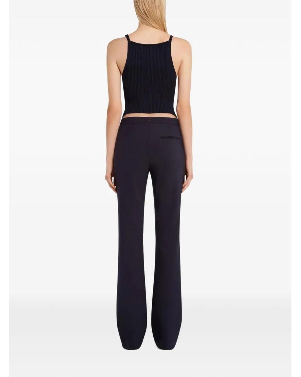 Courreges Blue Buckle-Detail Rib-Knit Top