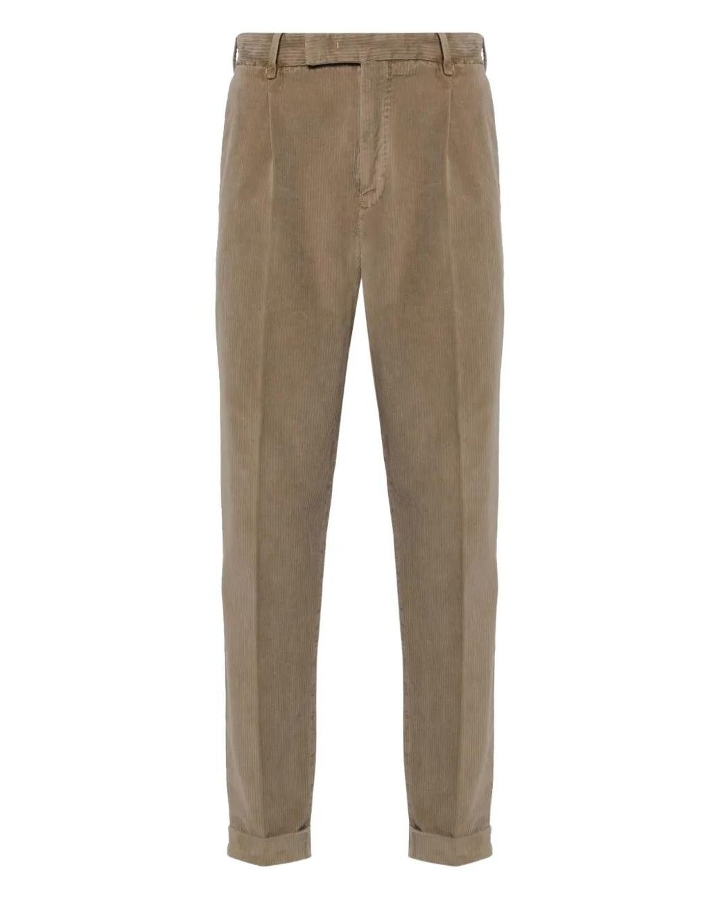 PT Torino Natural Pleat-Detail Corduroy Trousers for men