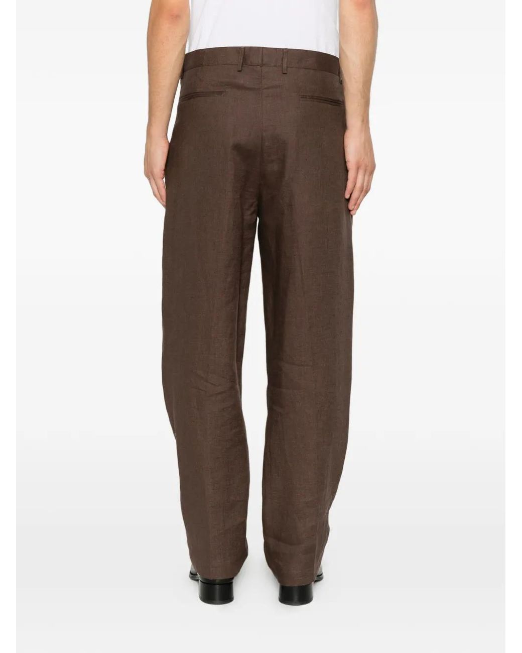 MARSĒM Brown Pleated-Front Tailored Trousers for men