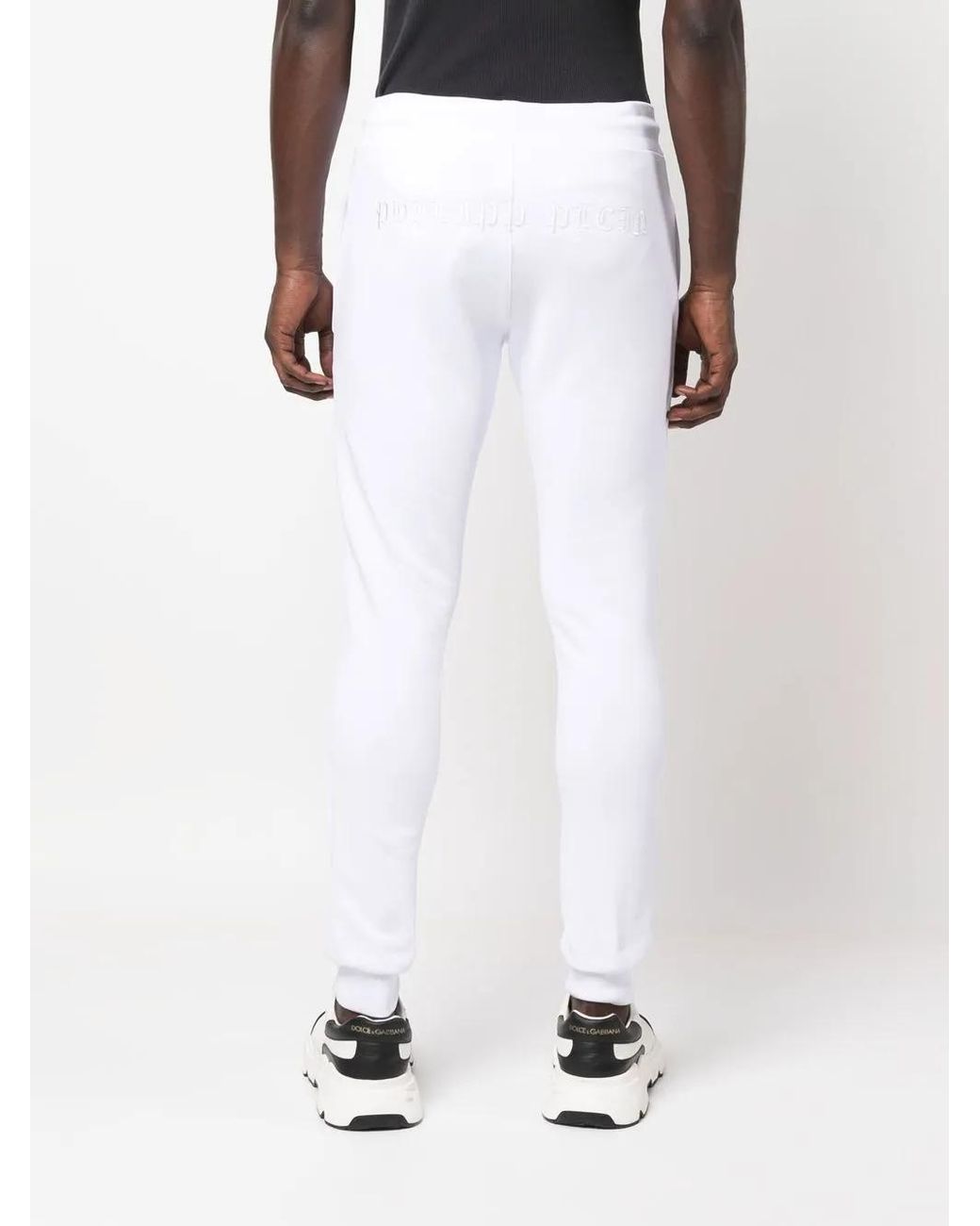 Philipp Plein White Gothic Plein Cotton Track Pants for men