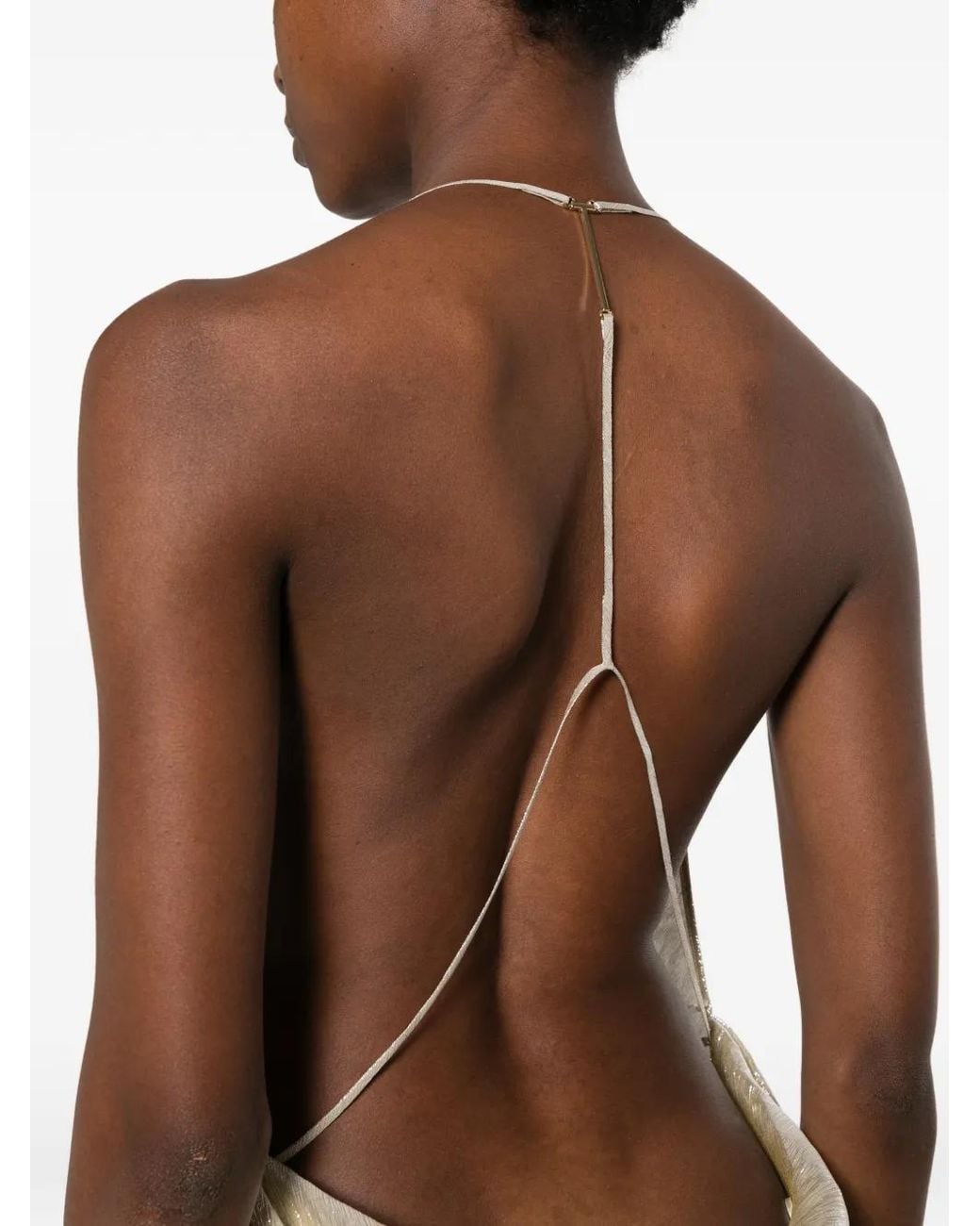 Tom Ford White Metallic-Effect Backless Maxi Dress