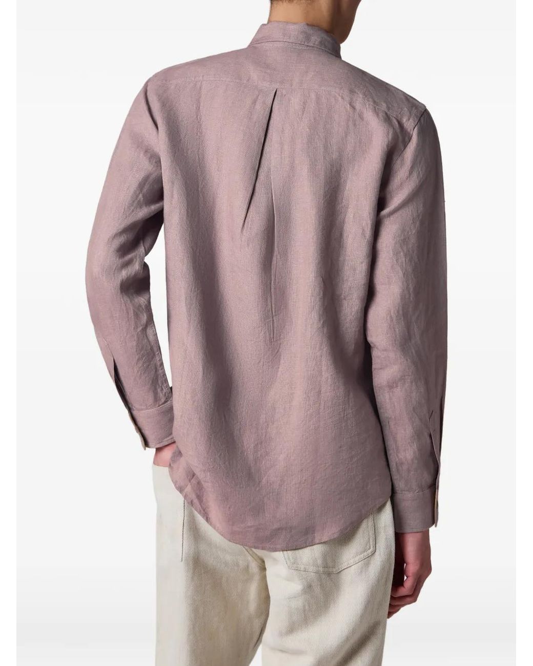 Paul Smith Purple Embroidered Linen Shirt for men