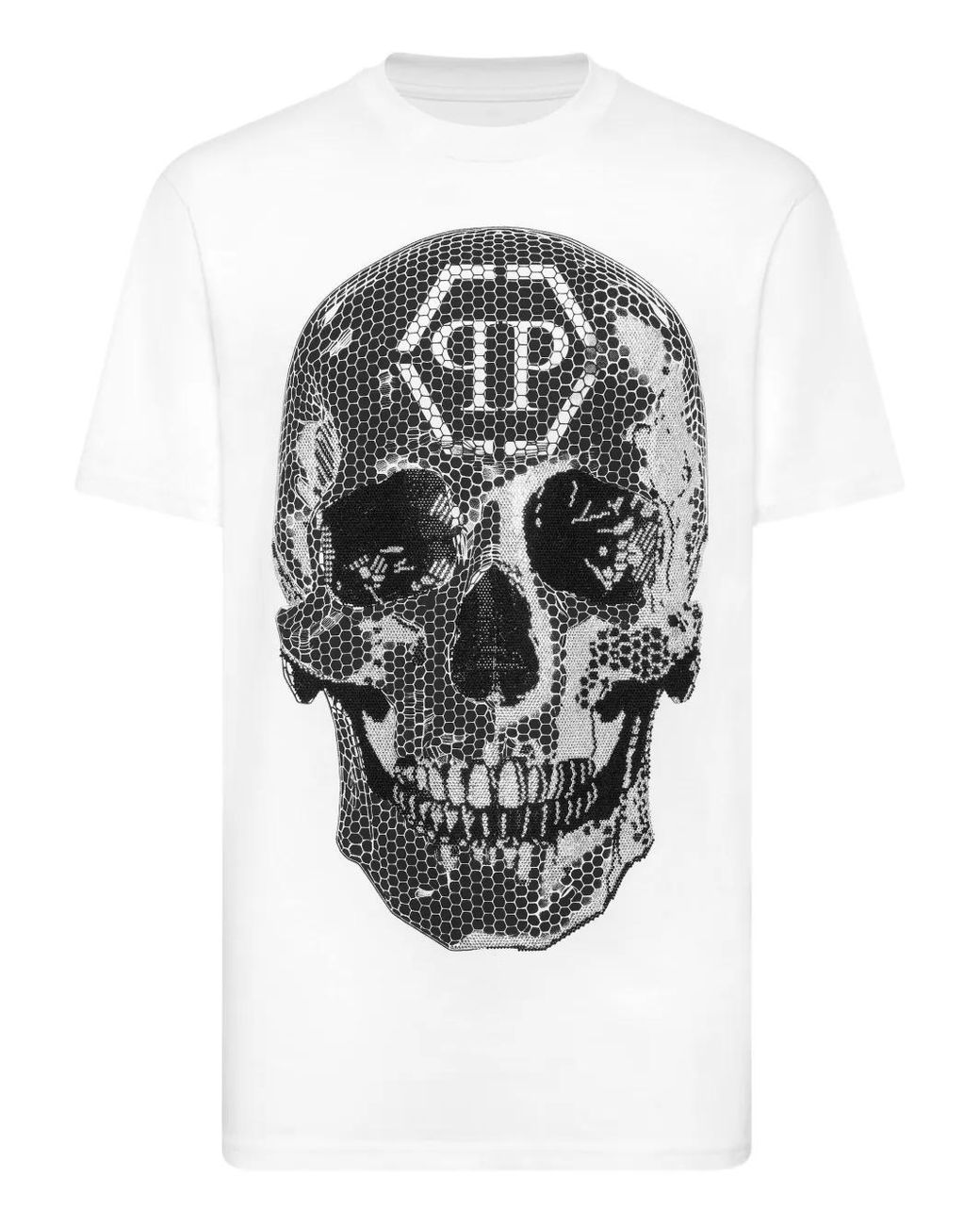 Philipp Plein White Skull-Print T-Shirt for men