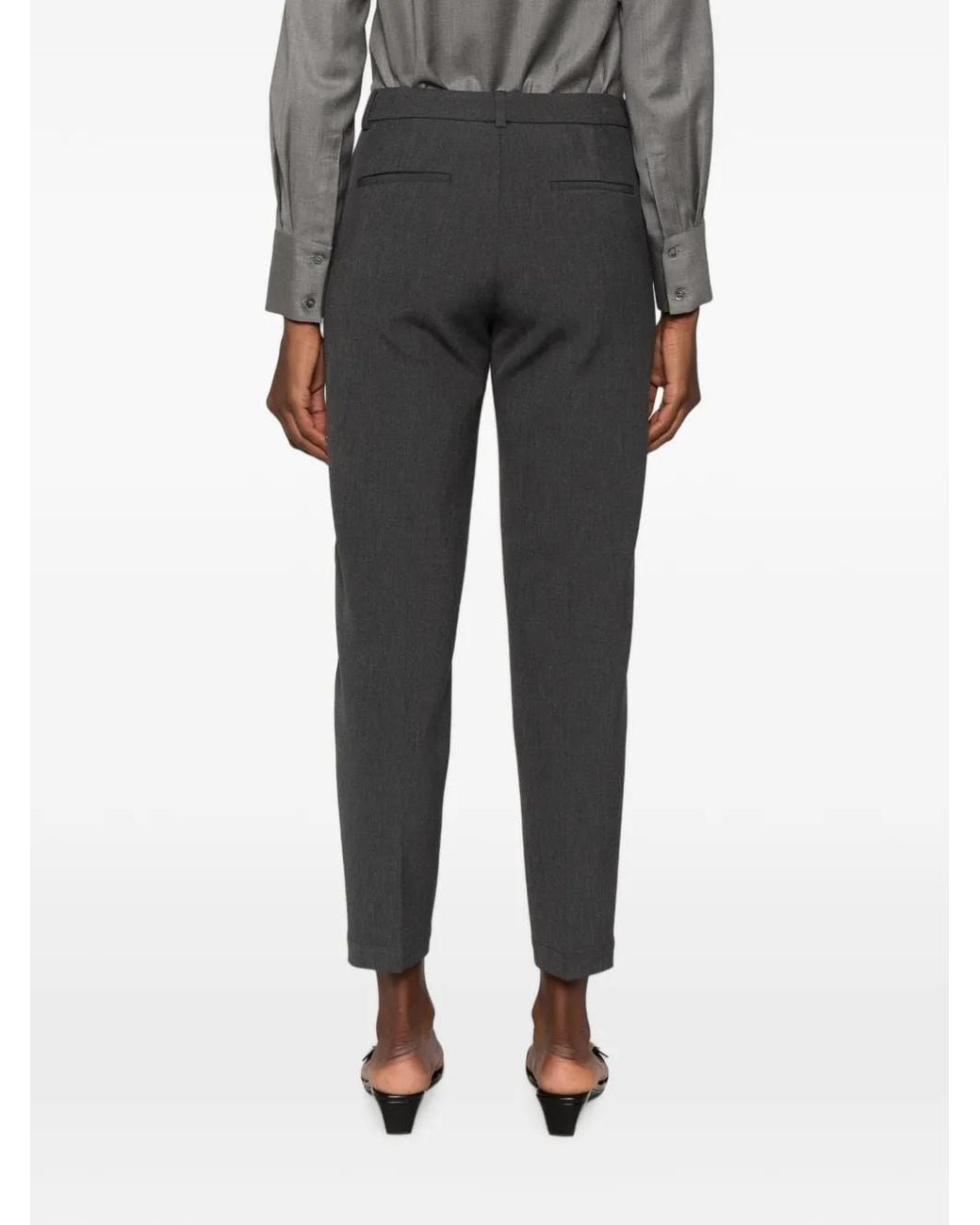 Peserico Gray Belt-Loop Cropped Trousers