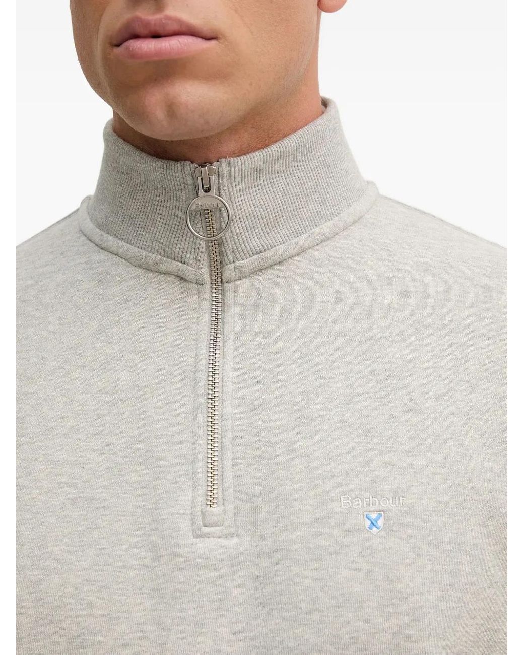 Barbour Gray Beckhill Half-Zip Sweatshirt for men