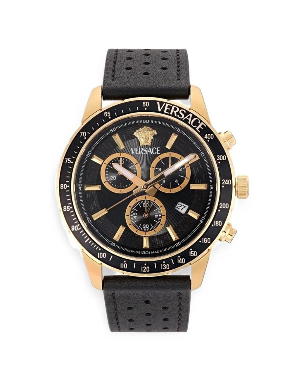 Versace Black Greca Chrono 44Mm Watch for men