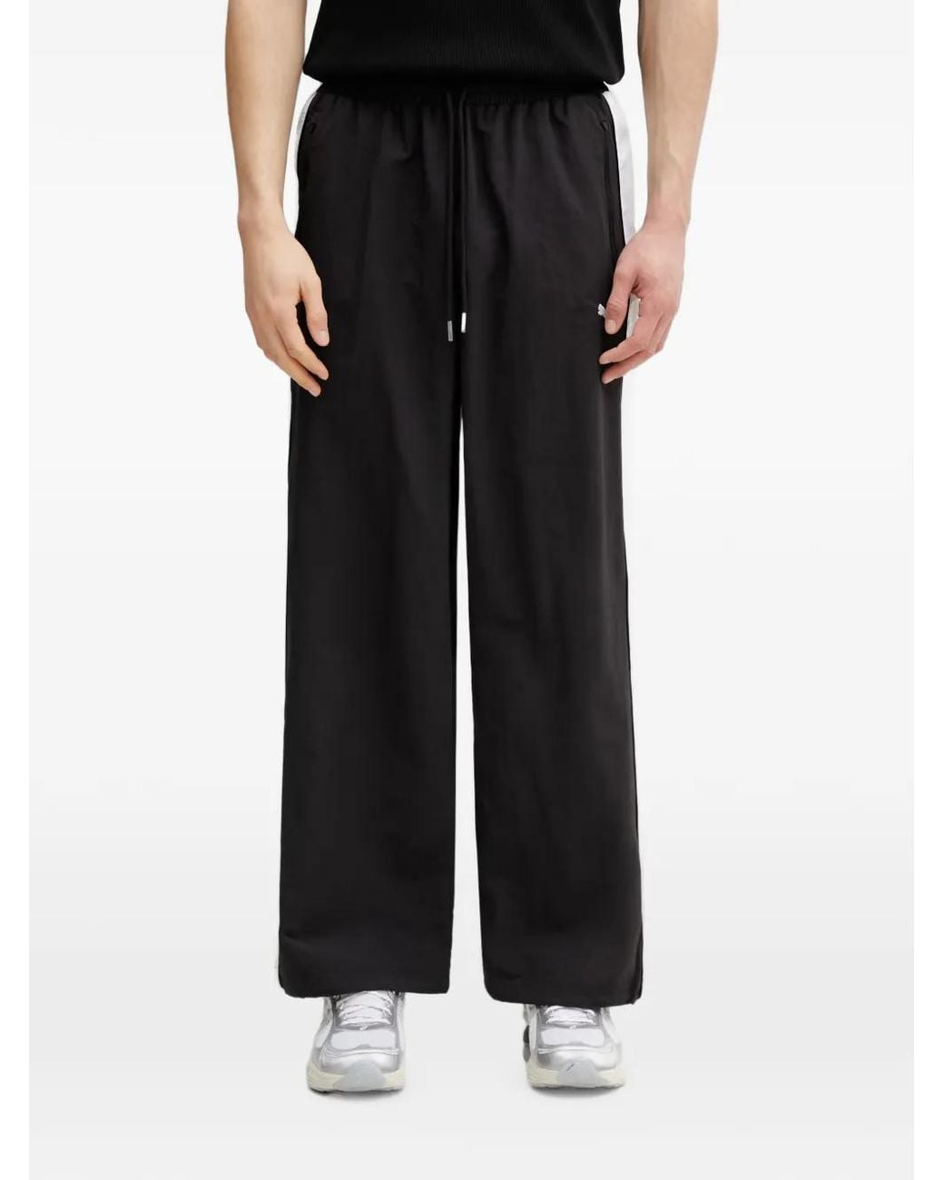 PUMA Black T7 Logo-Print Side-Stripe Track Pants