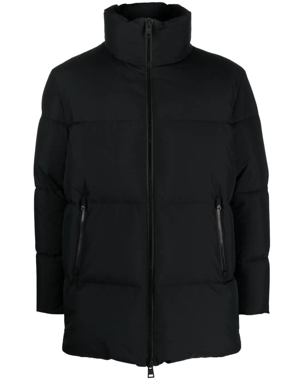 Herno Woven Half Coat With High Collar in Black für Herren