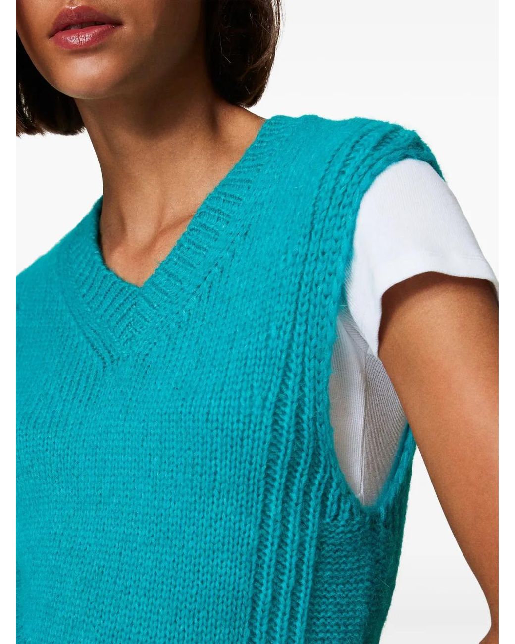 Twinset Blue Seamless Knitted V-Neck Top