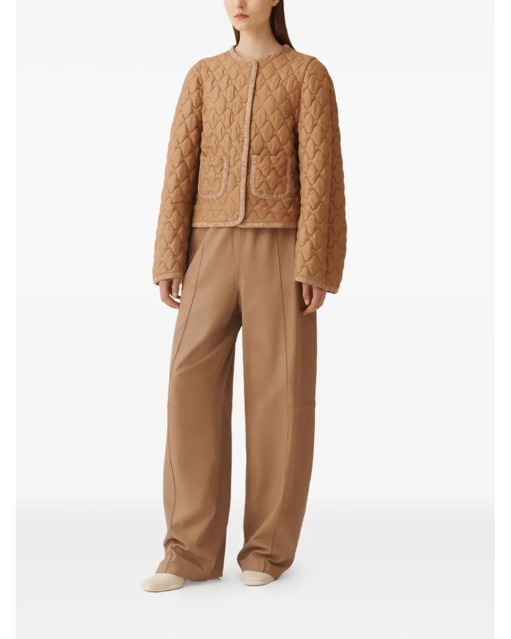 Fabiana Filippi Brown Quilted Single-Breasted Puffer Jacket