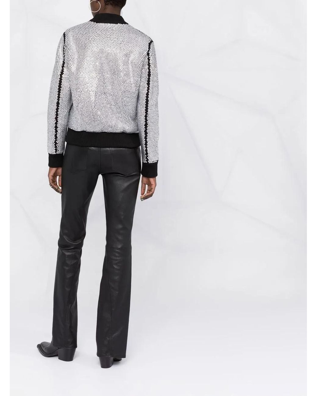 Philipp Plein Gray Bomber With Crystals