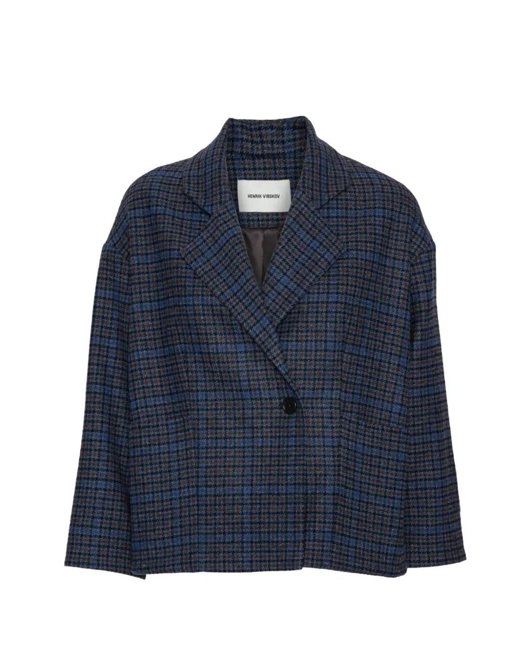 Henrik Vibskov Blue Shady Check-Pattern Jacket