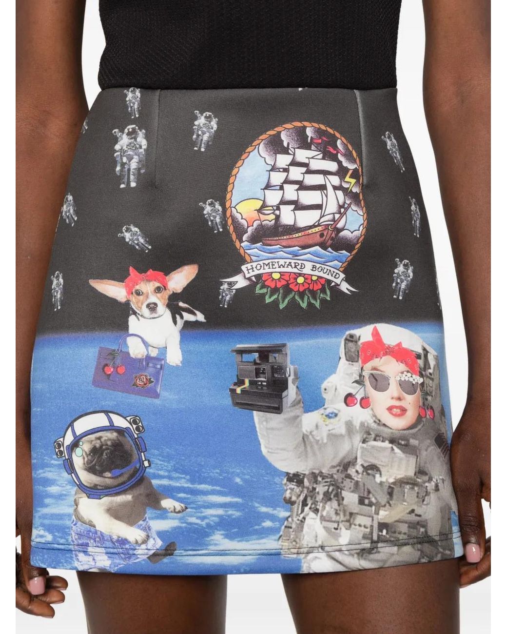 The Artistylist Black Graphic-Print Short-Sleeve Dress